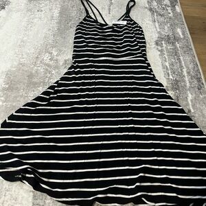 Black and White Striped Mini Dress